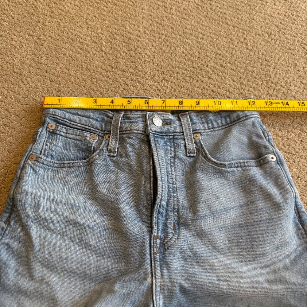 Madewell Jean Perfect Vintage Straight Light Wash Knee-Rip High Waist 24 #ND515 - Picture 11 of 16